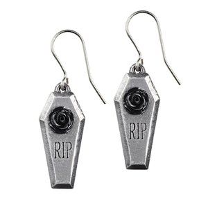 Alchemy Gothic RIP Black Rose Coffin Earrings NEW